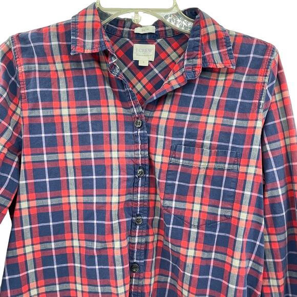 J. Crew Women Cotton Plaid Pattern Button Up Long Sleeve Shirt - Picture 2 of 9